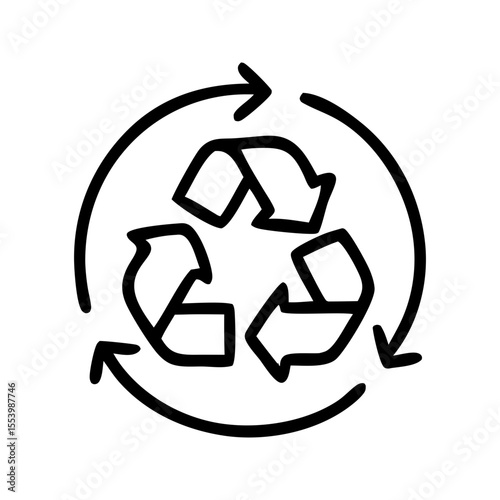 A clean and conceptual single icon vector representing the circular economy model, ideal for sustainability presentations, manufacturing workflows, and green business strategies. 