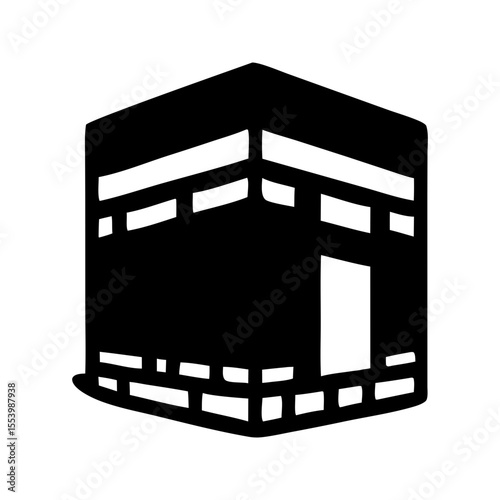 A spiritual and elegant single icon vector symbolizing the Hajj pilgrimage, perfect for educational resources, religious platforms, and Islamic holiday content. Designed for clarity and cultural respe