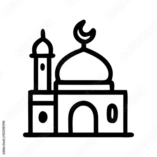 A versatile and clean single icon vector representing Mosque. Ideal for faith-based apps, calendars, event posters, and festive branding.
