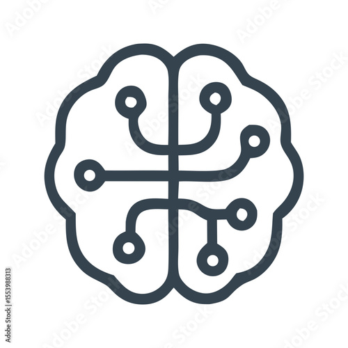 A symbolic single icon vector representing a neural network, ideal for AI, machine learning, and cognitive system designs. Best for tech, science, and academic use.  
