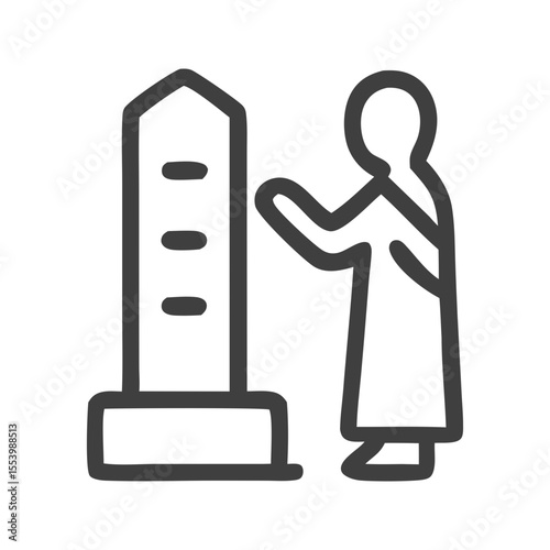 A respectful and symbolic single icon vector representing Hajj rituals, ideal for educational materials, religious apps, and Islamic pilgrimage content.