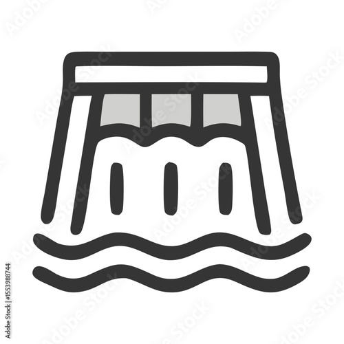 A dynamic single icon vector representing hydroelectric energy, perfect for renewable power content, environmental campaigns, and educational materials about sustainable resources. 