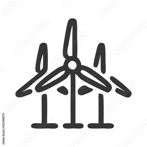 A bold and illustrative single icon vector representing wind turbines. Ideal for renewable energy companies, clean power visuals, and eco-conscious content.  