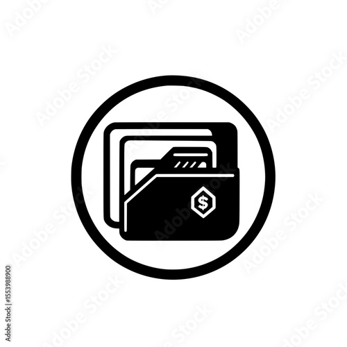 Circle icon with wallet and cards representing financial storage or payment method