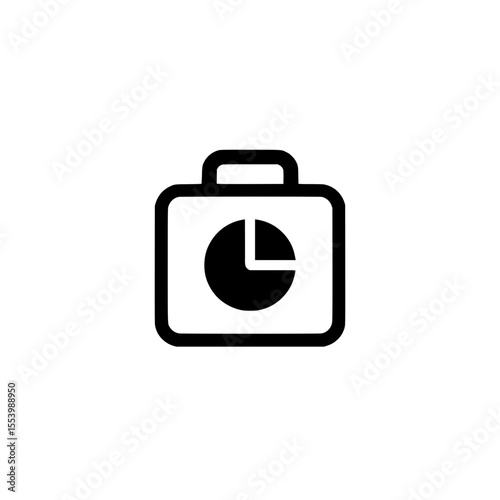 Minimalist outline of briefcase with pie chart symbol for analytical tools or business overview