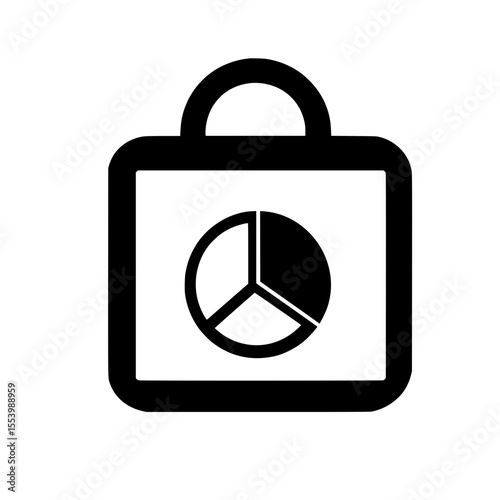Business briefcase with pie chart segments icon representing analytics and financial performance