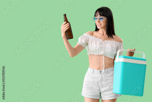 Young woman with portable f...
