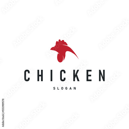 Chicken logo design with a minimalist black silhouette concept as a symbol of the livestock farming concept, a symbol of a product or business brand illustration template