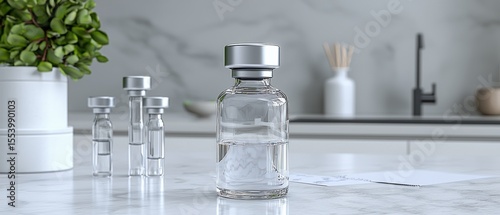 Exploring Modern Healthcare Analytics on a Pristine White Marble Surface for Innovative Solutions and Insights