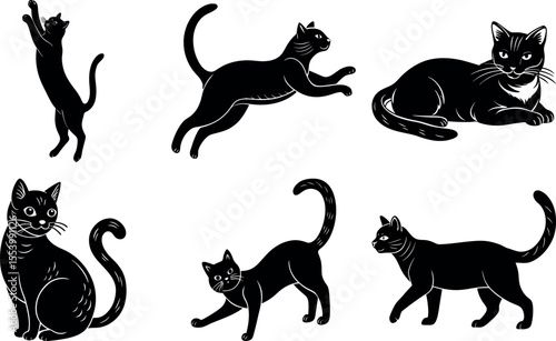 Cat Silhouette Collection High Quality Scalable Illustration Set for Pet Logo Designs and Creative Projects