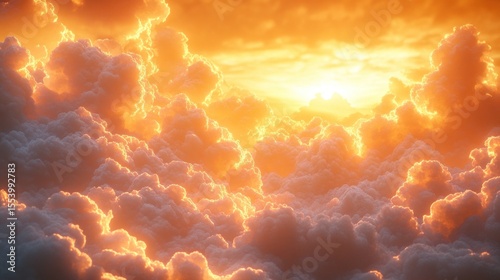 Golden sunset light shining through dramatic cloudscape.