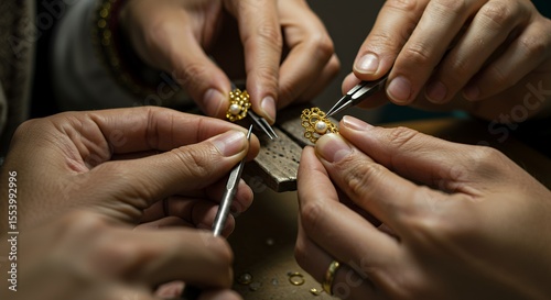 Skilled Hands Craft Delicate Gold and Pearl Earrings