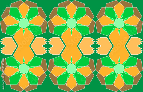 Colorful geometric pattern design abstract art digital illustration creative studio environment top-down view visual concept, seamless pattern