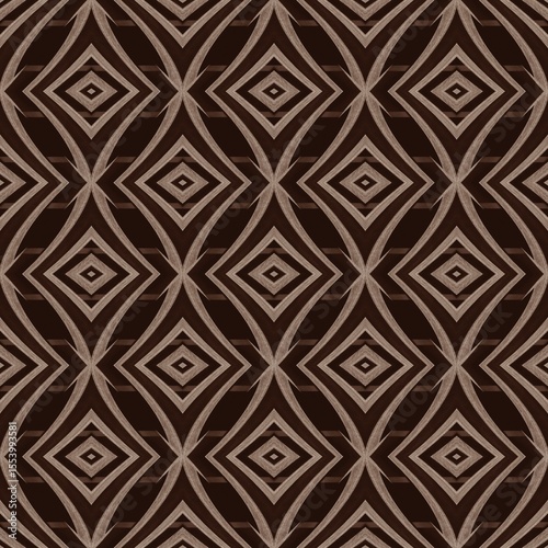 Seamless vintage geometric rhombus pattern on black background.