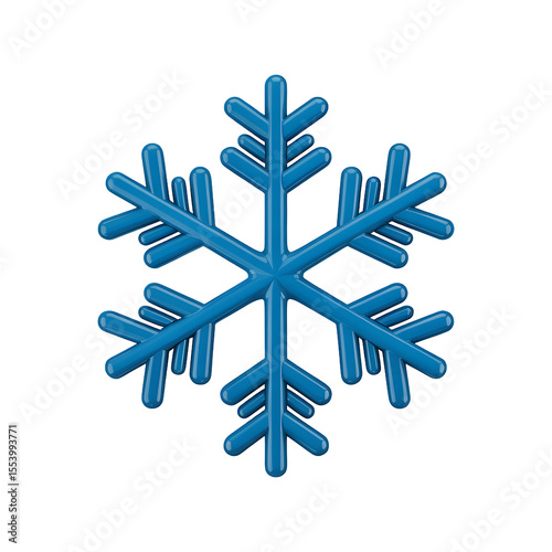 Blue 3 D Snowflake Symbol on Black and White Background