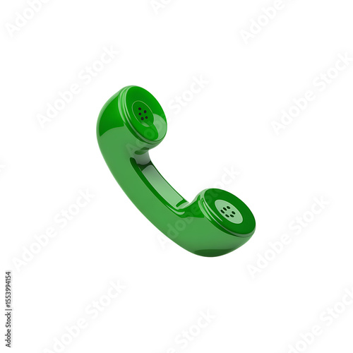 Isolated Green Telephone Handset on Black Background