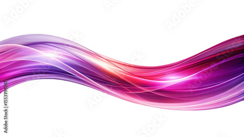 Abstract flowing wave of vibrant pink and purple light isolated on transparent background