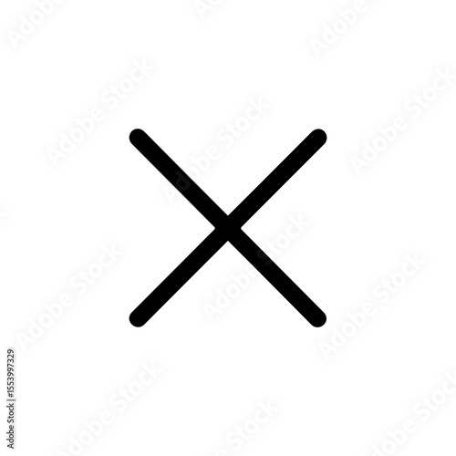 Simple Bold Cross Mark Icon Element Illustration in Black and White