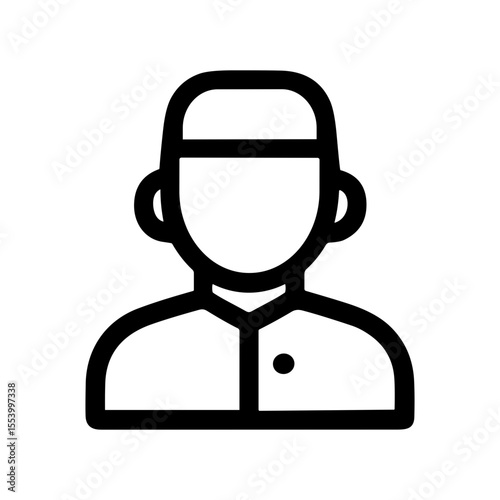 Minimalist Outline Male Figure with Traditional Muslim Hat Icon Symbol