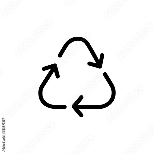 Simple Outline Recycle Symbol with Arrow Shape Illustration Icon