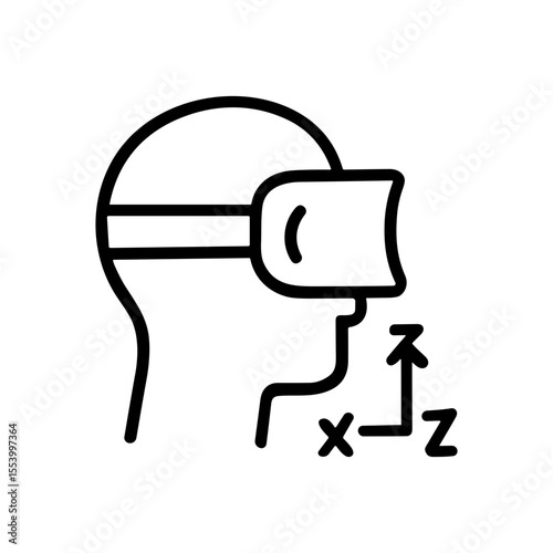 Simple Outline Virtual Reality Headset with Axis Dimension Icon