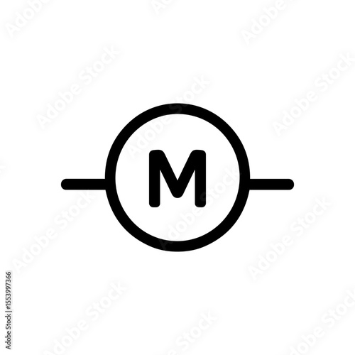 Minimalist Line Art Motor Symbol Inside Circle Electrical Component Icon
