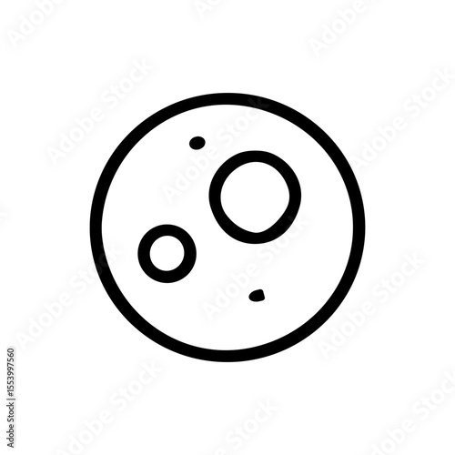 Minimalist Outline Moon with Craters Celestial Body Space Icon