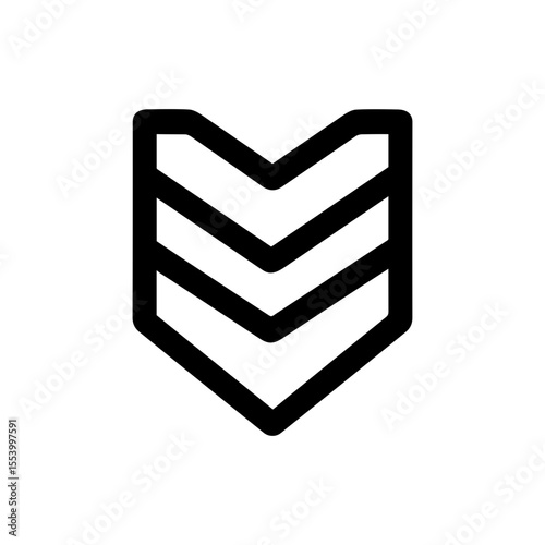 Outline Minimalist Chevron Shield Shape Decorative Element Symbol Icon