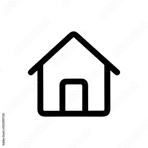 Simple Line Art Home Shape Icon, Doorway Symbol Illustration