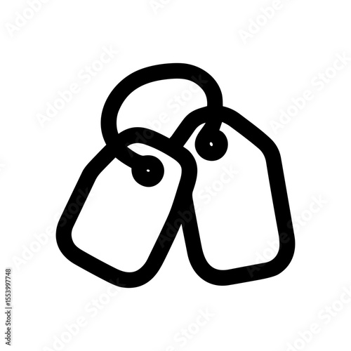 Minimalist Simple Outline Tags with Hole and Ring Shape Line Icon Element