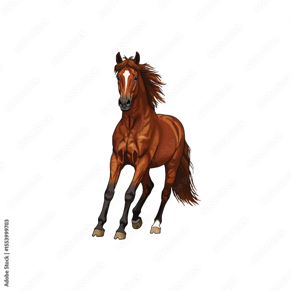 Obraz premium Horse running illustration animal art vector, Horse poses. Wild horses walking or gallop running pose, arabian mare farm animal hoof gait trotter run grazing thoroughbred appaloosa