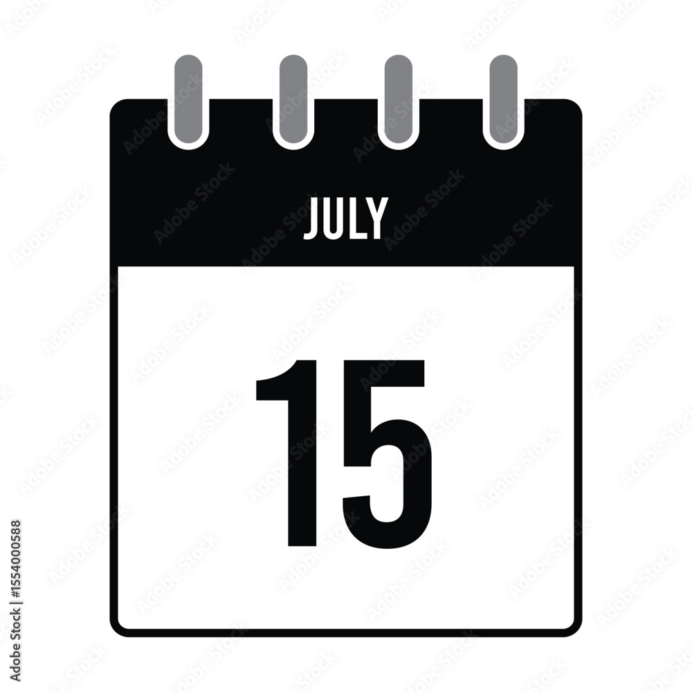 Fototapeta premium 15 July - Calendar Icon for date Schedule and Planning