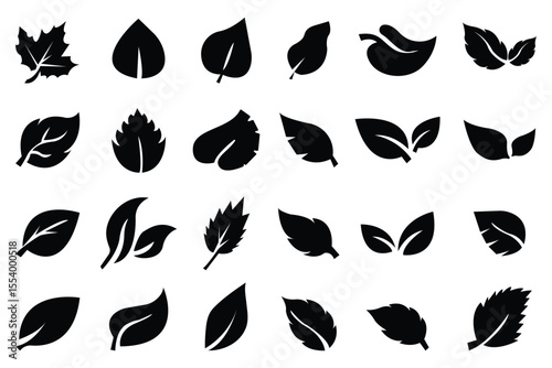 Leaves vector icon set. Leaf icons set ecology nature element, green leafs sign.
