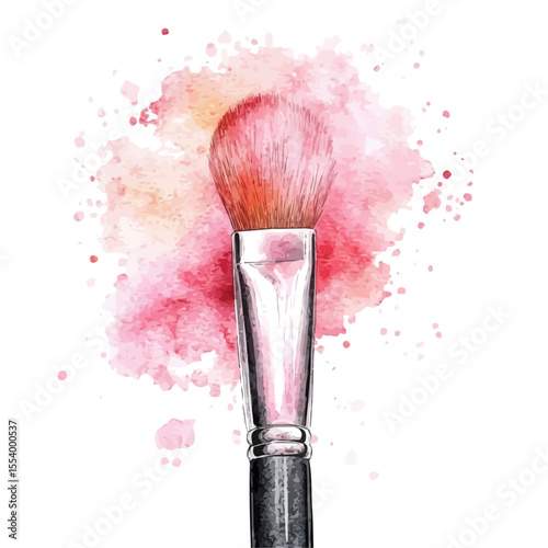 Blush, watercolor painting vector, isolated on a white background.