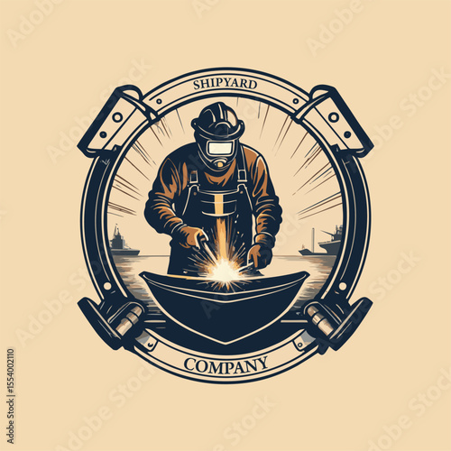 Shipyard Company Logo Template Design, Editable and Ready to Use
