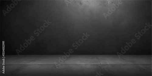 Grunge concrete wall and floor in a dark aged room with rough textured surface