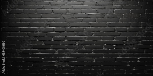 Black brick wall with rough vintage texture and aged concrete surface