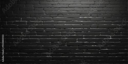 Old, rough black brick wall with a grunge texture and vintage pattern providing a dark, urban backdrop