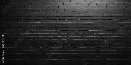 Dark, grunge black brick wall texture background with an aged, rough surface