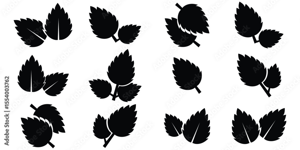 Obraz premium Black leaf ecology icon vector. Elements design for natural, eco, bio, vegan labels. Vector illustration.