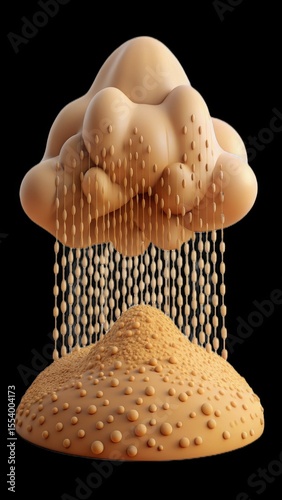 Abstract 3D Render of a Cloud Showering a Hill