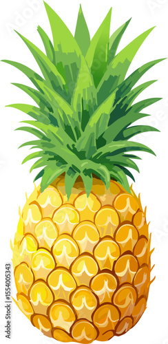 Vibrant pineapple illustration, showcasing its tropical appeal, capturing the essence of freshness