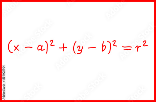 mathematical formula equation of circle centered at a,b. analytic geometry of circle