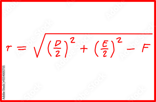 mathematical formula radius of circle from general equation. analytic geometry of circle
