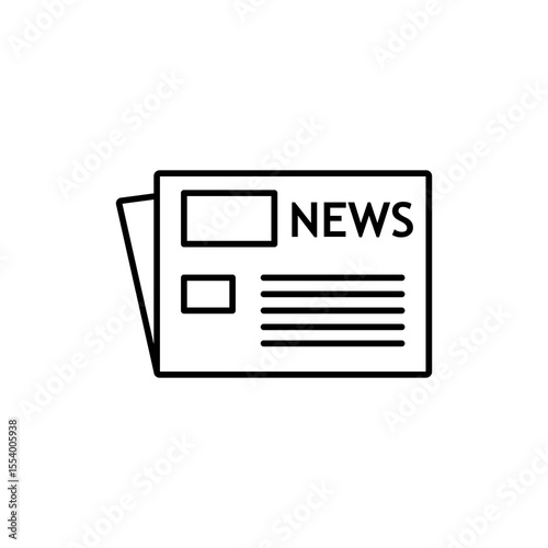 Newspaper icon or logo isolated sign, simple illustration for web and app on white background..eps