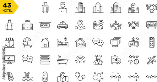 HOTEL Minimalist Line Icons - Travel & Hospitality Set
