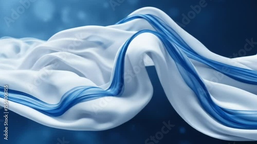 Abstract rendering of a soft textile, predominantly white with streaks and shapes of blue