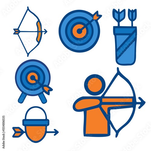 Archery Equipment and Practice Icons
