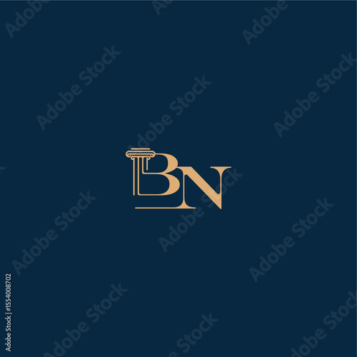 with monogram and pillar concept of elegant attorney design BN classy law logo letter