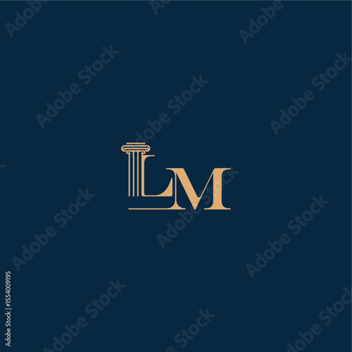 with monogram and pillar concept of elegant attorney design LM classy law logo letter